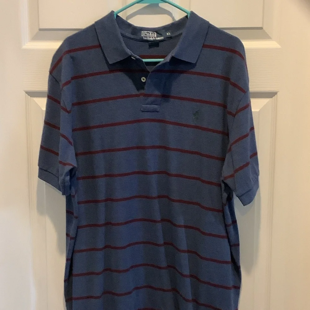 Polo by Ralph Lauren‎ Men's Blue and Red Striped Polo, XL
